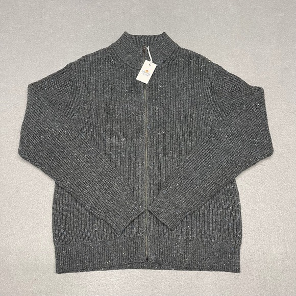 Marine Layer Inverness Sweater Jacket Mens Medium Charcoal Grey Full Zip Ribbed